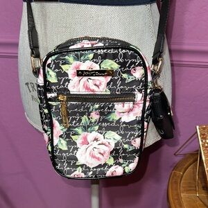Betsey Johnson Black Floral Crossbody Bag